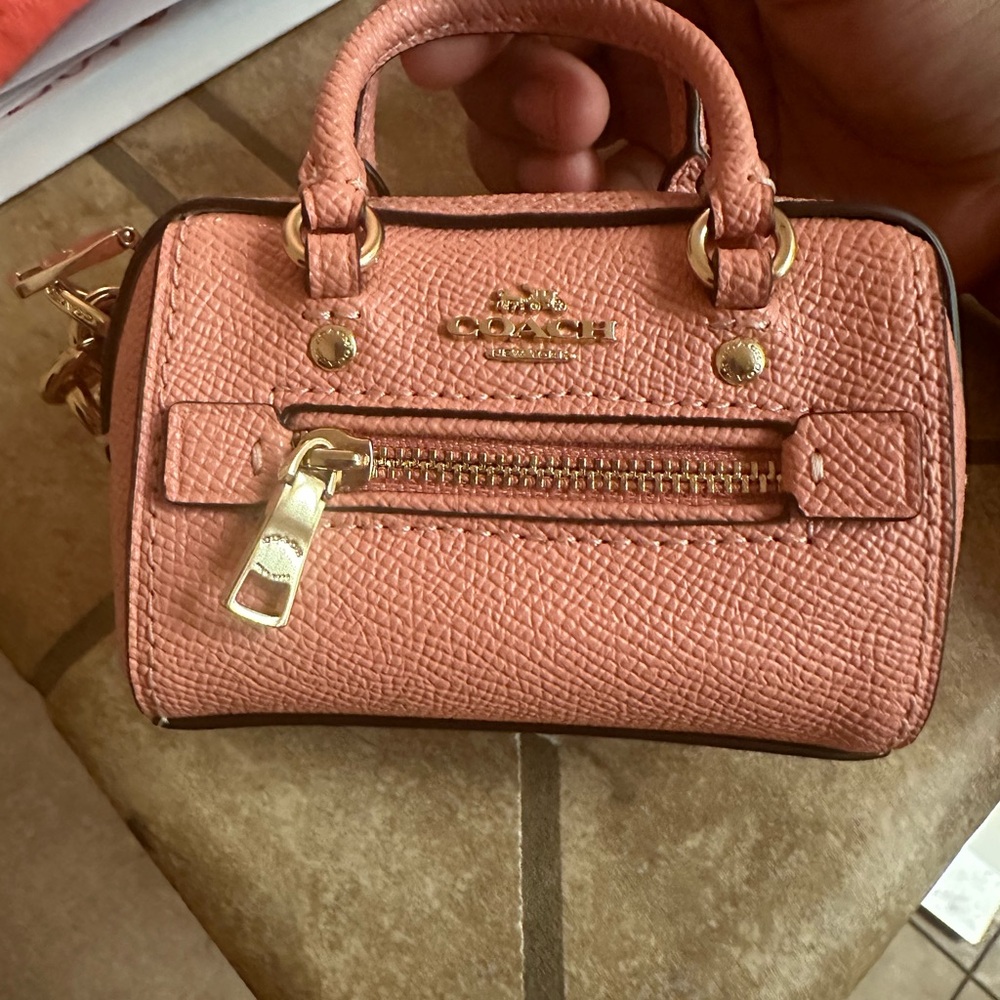 Coach mini pink Rowan bag charm